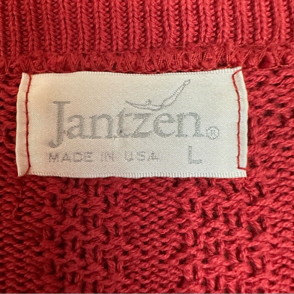 Vintage Y2K Jantzen Men's Large Gandpa Cable Knit Cardigan Sweater USA Academia - Picture 4 of 7